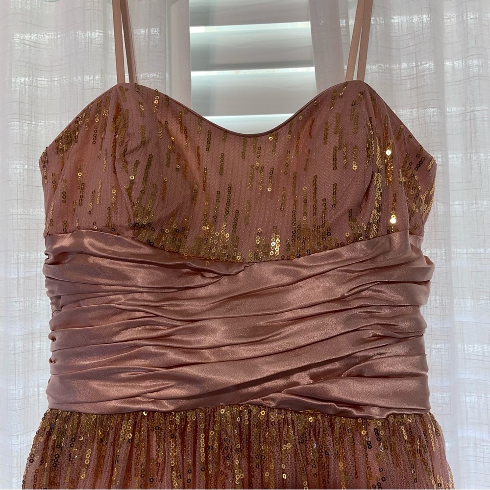 Adrianna Papell Strapless Long Formal Gown Blush and Gold Size 3/4 - Picture 6 of 14